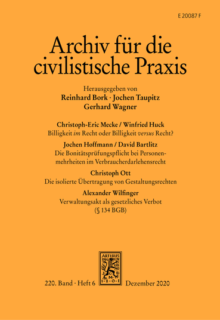 Zum Artikel "Just published: Hoffmann/Bartlitz, Die Bonitätsprüfungspflicht bei Personenmehrheiten im Verbraucherdarlehensrecht, AcP 220 (2020), 893 ff."